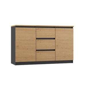 KOMODA 2D3S 120CM SZUFLADY ANTRACYT BLAT ARTISAN DO DOMU DO BIURA