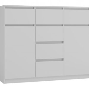 KOMODA 2D6S SZAFKA 120 CM BIAŁA 6 SZUFLAD 2 DRZWI DO SALONU DO DOMU DO BIURA