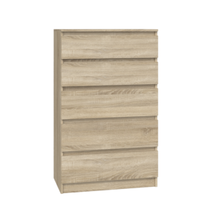 KOMODA MALWA SZAFKA 5 SZUFLAD DO SALONU SYPIALNI DĄB SONOMA DO DOMU DO BIURA