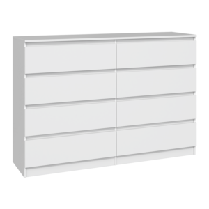 DUŻA KOMODA M8 140 MALWA SZAFKA 8 SZUFLAD KOLOR BIAŁY DO DOMU DO BIURA