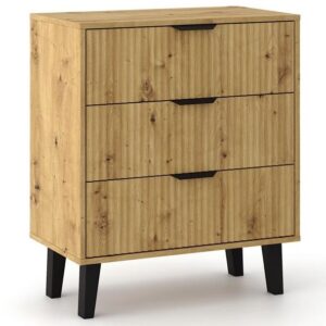 KOMODA SCANDI SLIM 3S DĄB ARTISAN RYFLOWANY FRONT 70 CM SZAFKA 3 SZUFLADY